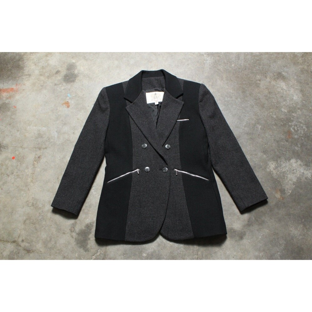 Vintage 90s R.Z.R. Wool Blazer with Zipper Pockets - Made in Romania - Medium